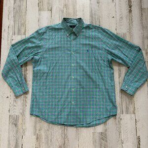 Ralph Lauren Men's Size XL Plaid Button Down Shirt 100% Cotton
